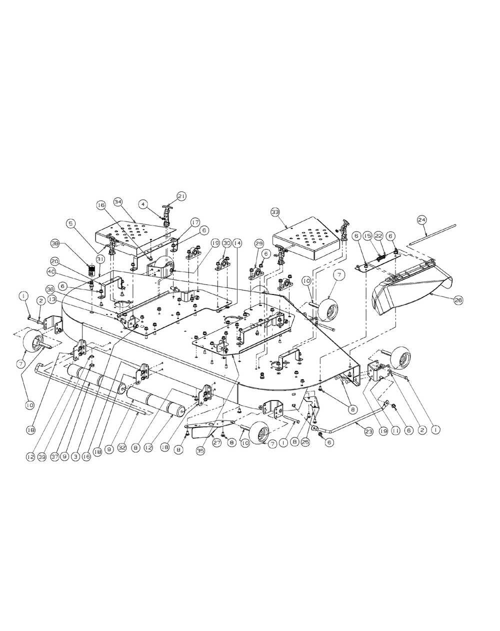 Fabricated Cutter Deck Diagram and Parts List for M72-KW 53AI8CTZ750-37HP-OHV Cub Cadet Lawn Tractor